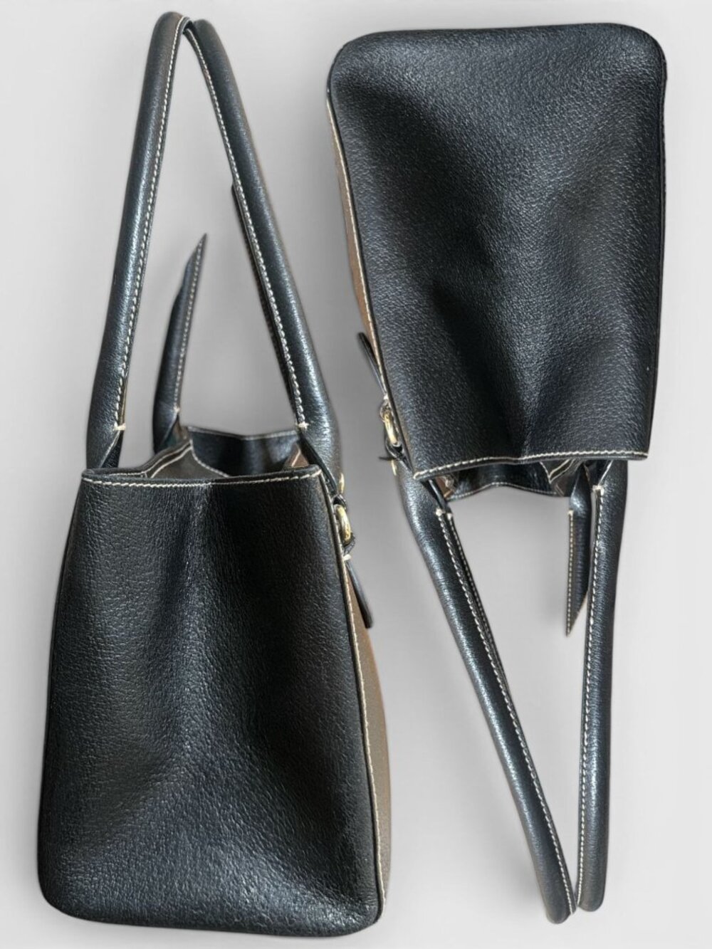 VTG Kate Spade Wellesly Quinn Tote Black Boarskin Textured Leather Shoulder Bag - Picture 5 of 9